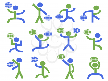 Royalty Free Clipart Image of People Lifting the Globe