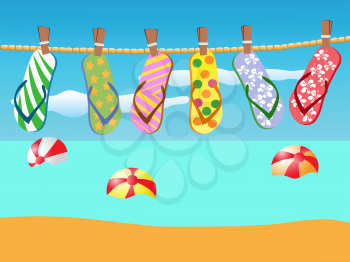 Royalty Free Clipart Image of Flip Flops on a Rope