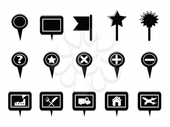 Royalty Free Clipart Image of a GPS and Map Navigation Markers
