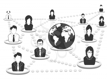 Royalty Free Clipart Image of People Networking Around the World