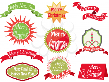 Royalty Free Clipart Image of Christmas Labels and Cards