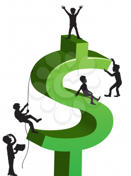 Royalty Free Clipart Image of People on a Dollar Sign