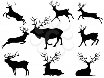 Royalty Free Clipart Image of Deer Silhouettes