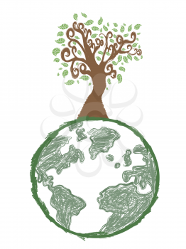 Royalty Free Clipart Image of a Tree on Earth