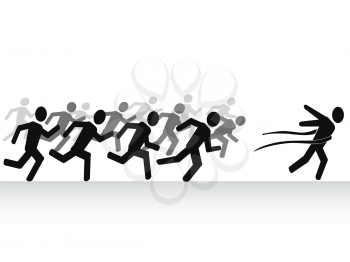 Royalty Free Clipart Image of People Running to the Finish Line