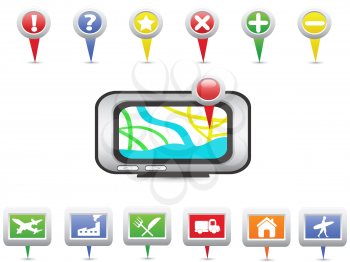 Royalty Free Clipart Image of a GPS and Navigation Icons