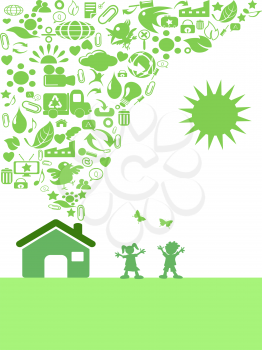 Royalty Free Clipart Image of a Green House Concept