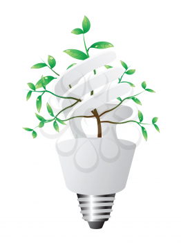 Royalty Free Clipart Image of a Light Bulb With Leaves