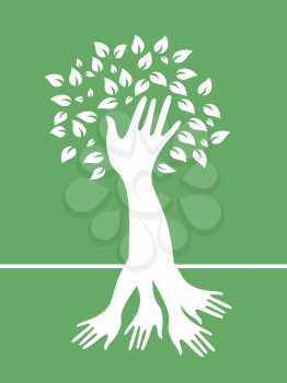 Royalty Free Clipart Image of a Hand Tree