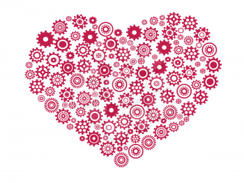 Royalty Free Clipart Image of Gears in a Heart