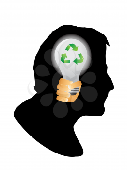 Royalty Free Clipart Image of a Recycling Symbol in a Person's Head