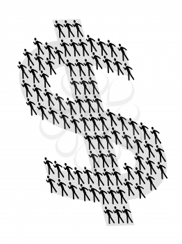 Royalty Free Clipart Image of People Forming a Dollar Sign