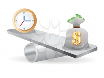 Royalty Free Clipart Image of a Balance Between Time and Money