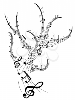 Royalty Free Clipart Image of a Music Note Tree