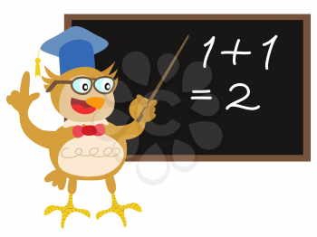 Royalty Free Clipart Image of an Owl Teaching Math