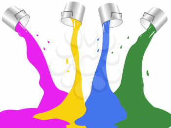 Royalty Free Clipart Image of Buckets of Paint