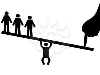 Royalty Free Clipart Image of People Balanced on a Seesaw