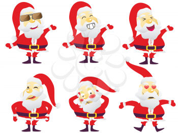 Royalty Free Clipart Image of a Bunch of Santa Claus