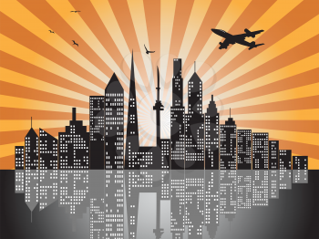 Royalty Free Clipart Image of a City Skyline