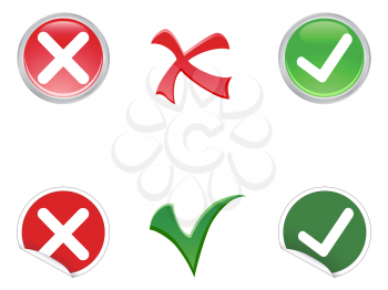 Royalty Free Clipart Image of Tick and Cross Symbols
