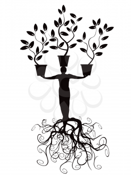 Royalty Free Clipart Image of a Tree Man