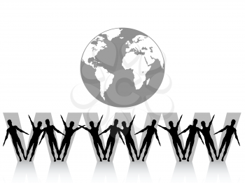 Royalty Free Clipart Image of People By the World