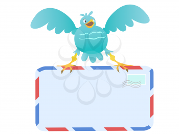 Royalty Free Clipart Image of a Bird Carrying Mail