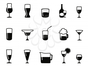 isolated alcohol icons set from white background