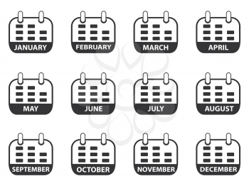isolated calendar icons set from white background