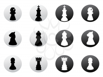 isolated chess icon buttons on white background
