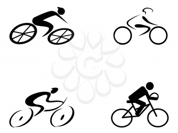 four different style of cyclist icons on white background	