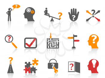 isolated business problem solving icons,orange color series from white background 	