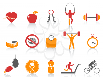 isolated simple fitness icons set,orange color series from white background