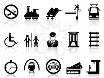 isolated Train station and service icons on white background