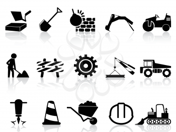isolated heavy construction icons set from white background