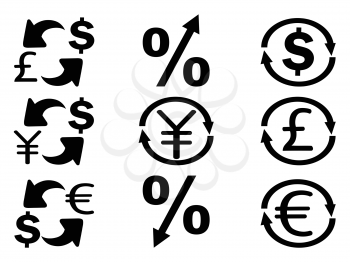 isolated Currency Exchange icons set from white background
