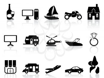 isolated black property icons set from white background 	