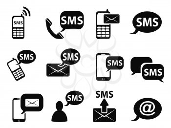 isolated sms icons set from white background