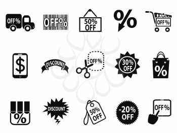 isolated black discount icons set from white background