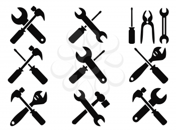isolated repair tool icons set from white background