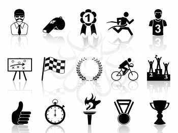 isolated black sport icons set from white background
