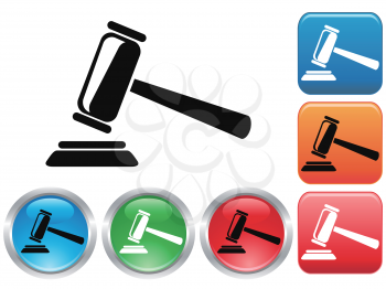isolated Gavel button icons set from white background