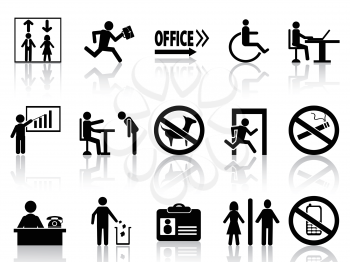 isolated office sign icons set from white background
