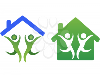 the symbol of Happy family and home concept logo isolated from white background