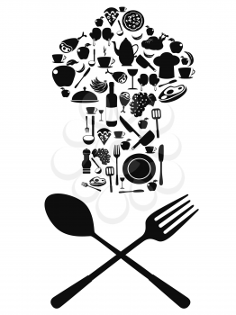 the chef tools foods icons symbol with spoon and knife on white background