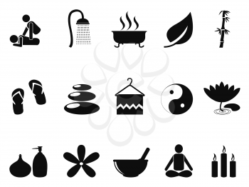 isolated black spa icons set from white background