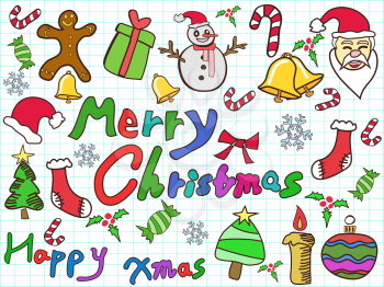 colorful hand drawn christmas background for christmas card design