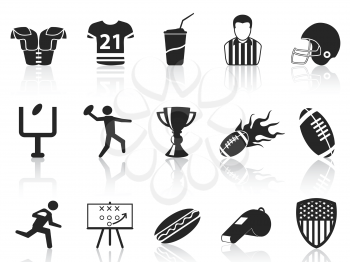 isolated American football icons set from white background