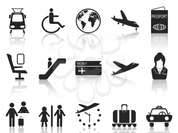 isolated Airport and travel icons set from white background