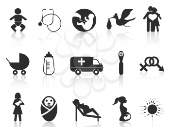isolated pregnancy and newborn baby icons set from white background